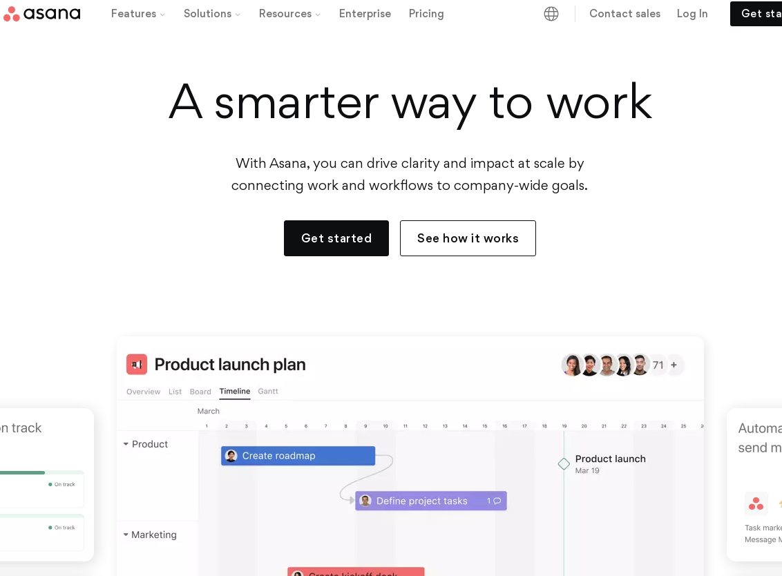 Asana site screenshot